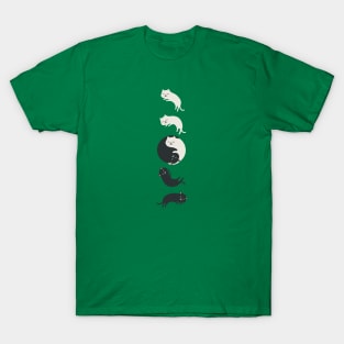 Hidden Cat 26 Yin Yang hug-ing v3 Green T-Shirt